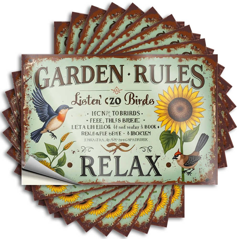 Encouraging Bumper Aesthetic Decals, Necessities Cute Pattern Design for Paw Notebook | Helmet Removable Vinyl Relaxing Garden Rules: Listen to Birds, Read Books, and Enjoy NAT(8X12CM)