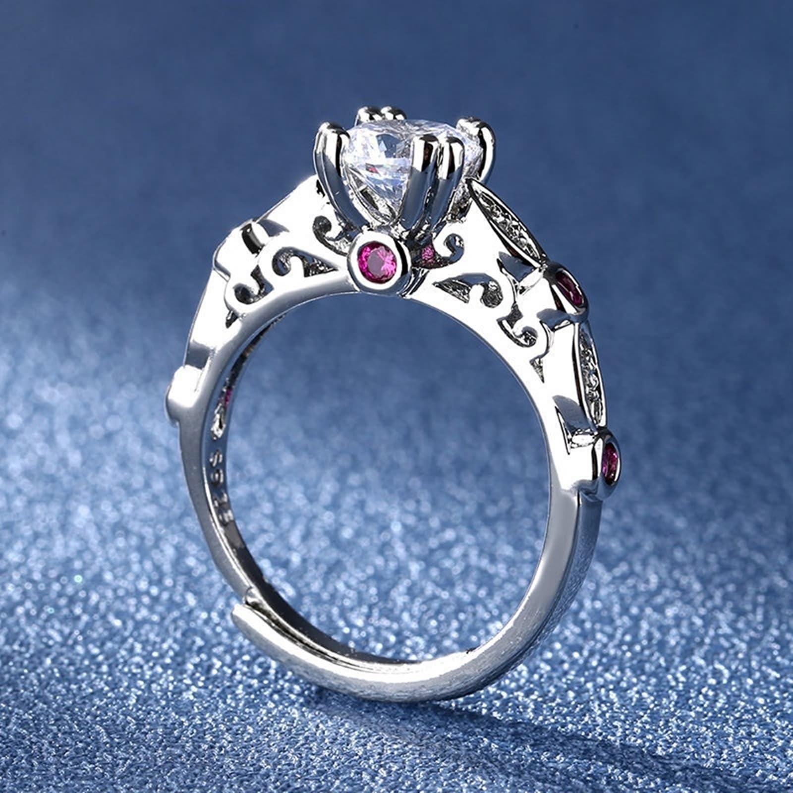Bague Promise en or blanc 14 carats avec diamant de laboratoire blanc, élégante, pour femme, avec 8 griffes, 1 carat