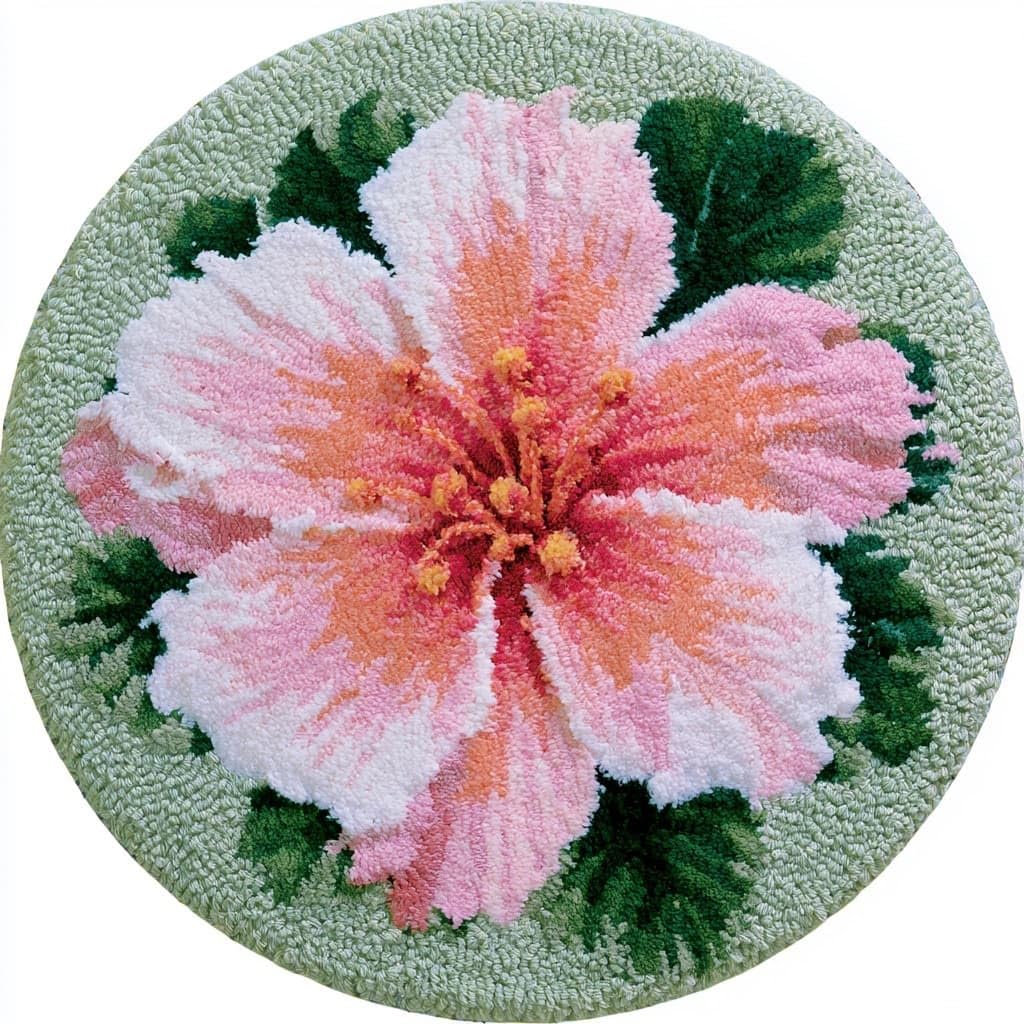 AMBATTERY DIY Latch Hook Rug Kit for Aldult,Hibiscus Flowers