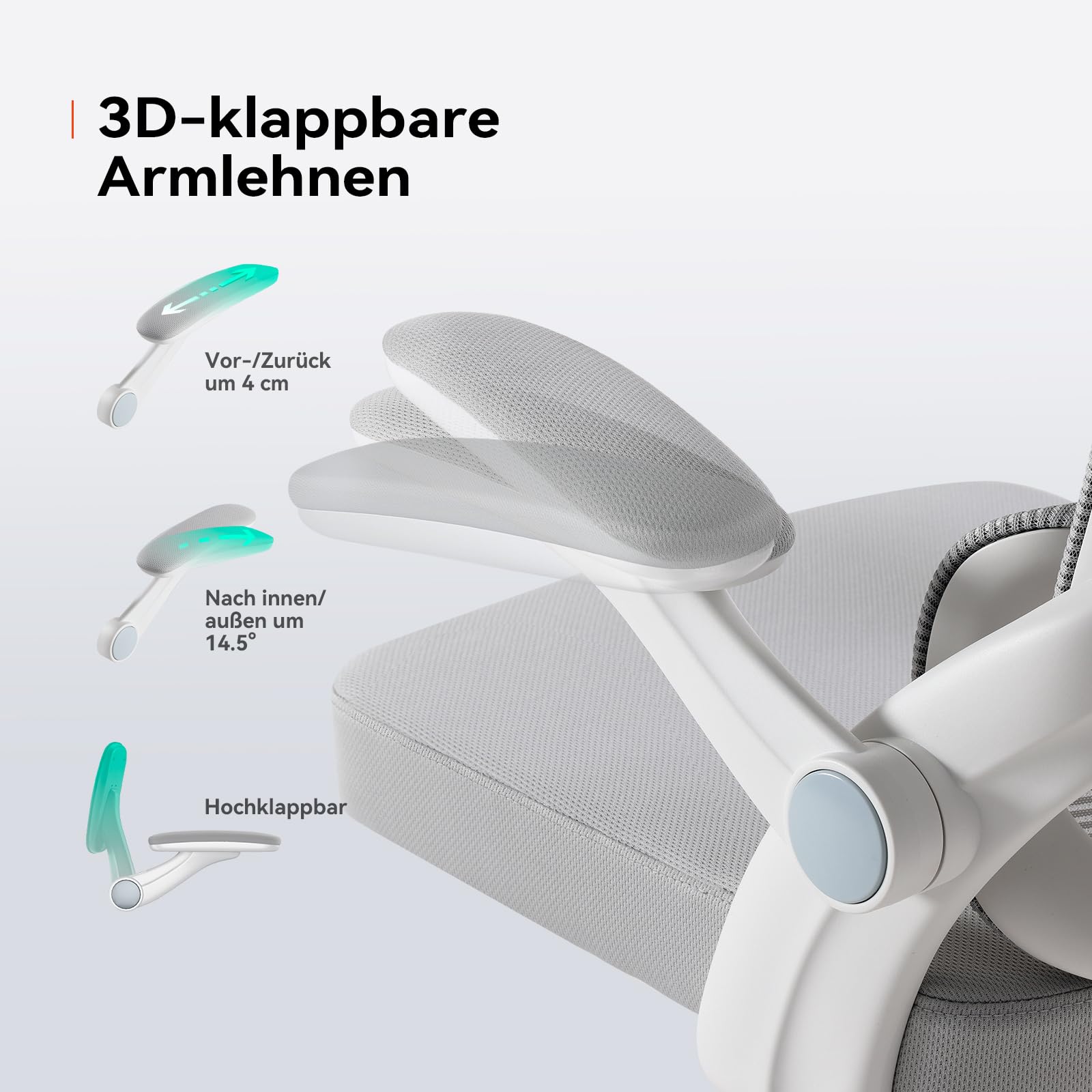 SIHOO M102C ergonomischer Bürostuhl mit Netzrücken, Verstellbarer Lendenwirbelstütze, Kopfstütze, Schreibtischstuhl mit Drehfunktion für Büro und Zuhause (Weiß)
