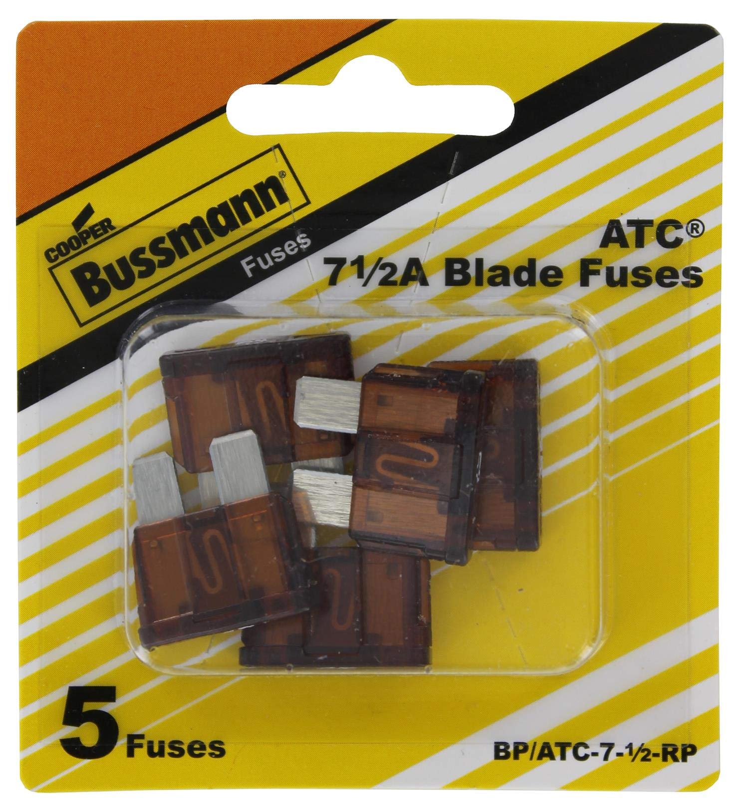 BussmannBP/ATC-7-1/2-RP ATC Automotive Blade Fuse (71/2 Amp (Card)), 5 Pack