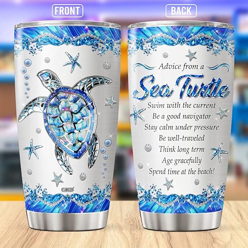 Miniatura 2 de CUBICER Vaso de café con diseño de tortuga marina, taza de viaje con tapa, regalos de cumpleaños para mujeres, amigos, amantes de los animales, taza