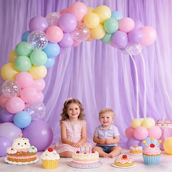 Pastel Balloons- 60Pcs Macaron Pink Blue Yellow Green Purple Latex Balloon With Confetti Ballon, Helium Balloon For Easter Birthday Engagement Princess Party Baby Shower, 12 Inch