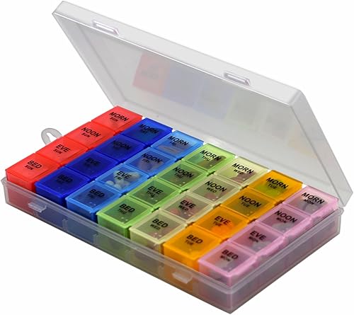 Miniatura 9 de Caja organizadora de píldoras con tapas a presión  7 días AMPM  Compartimentos desmontables para píldoras, Vitamina. (819)