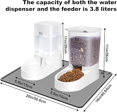 Miniatura 6 de Marchul Comedero para perros y dispensador de agua, dispensador automático de alimentos para perros por gravedad con alfombrilla de silicona, juego