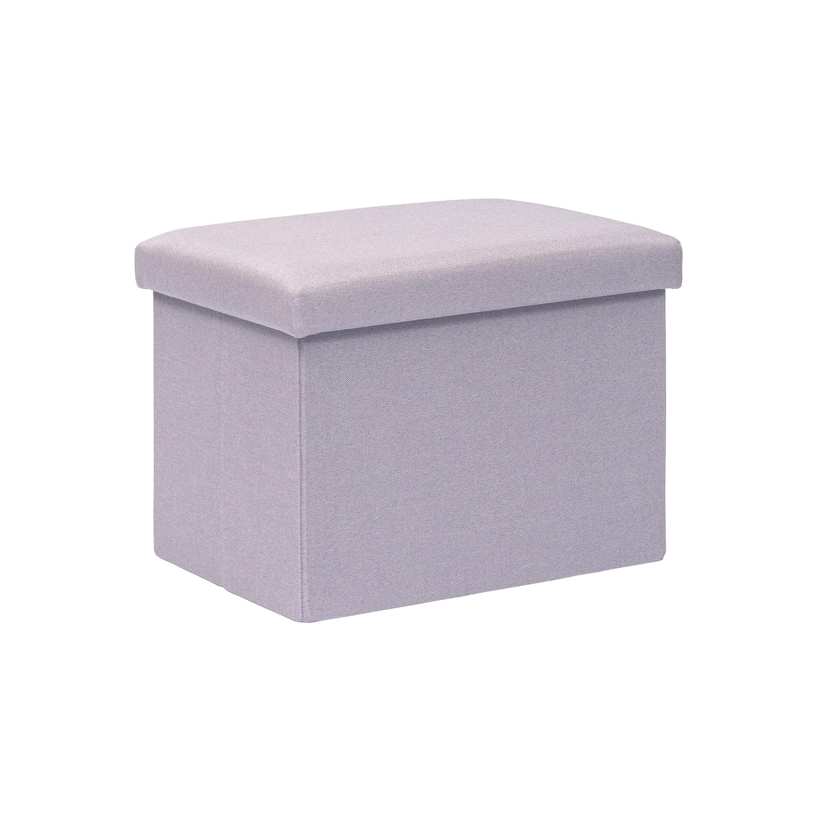 Bonlife Ottoman Storage Box - Foldable Rectangular Footstool for Living Room, Kids Toy Chest with Lid, Multi-Use Seat & Storage, Light purple, 42x32x32 cm