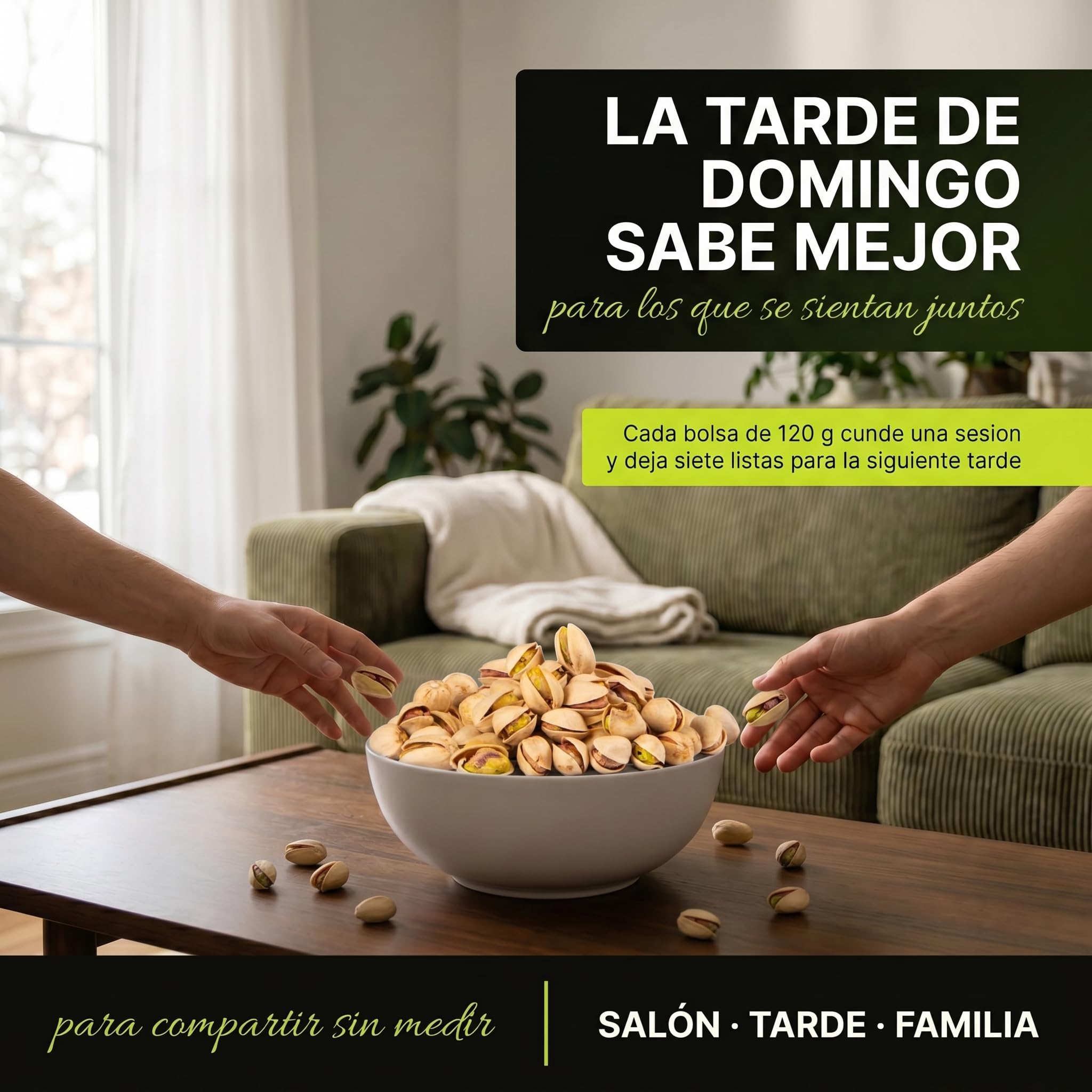 PISTACHOS NAZARIES Tostados con Sal Pack Familiar 8x120g Cultivados en España Sin Aceites Añadidos Cosecha Andaluza Snack Aperitivo Frutos Secos Españoles Origen Granada Malaga 8 Bolsas 960g Picoteo