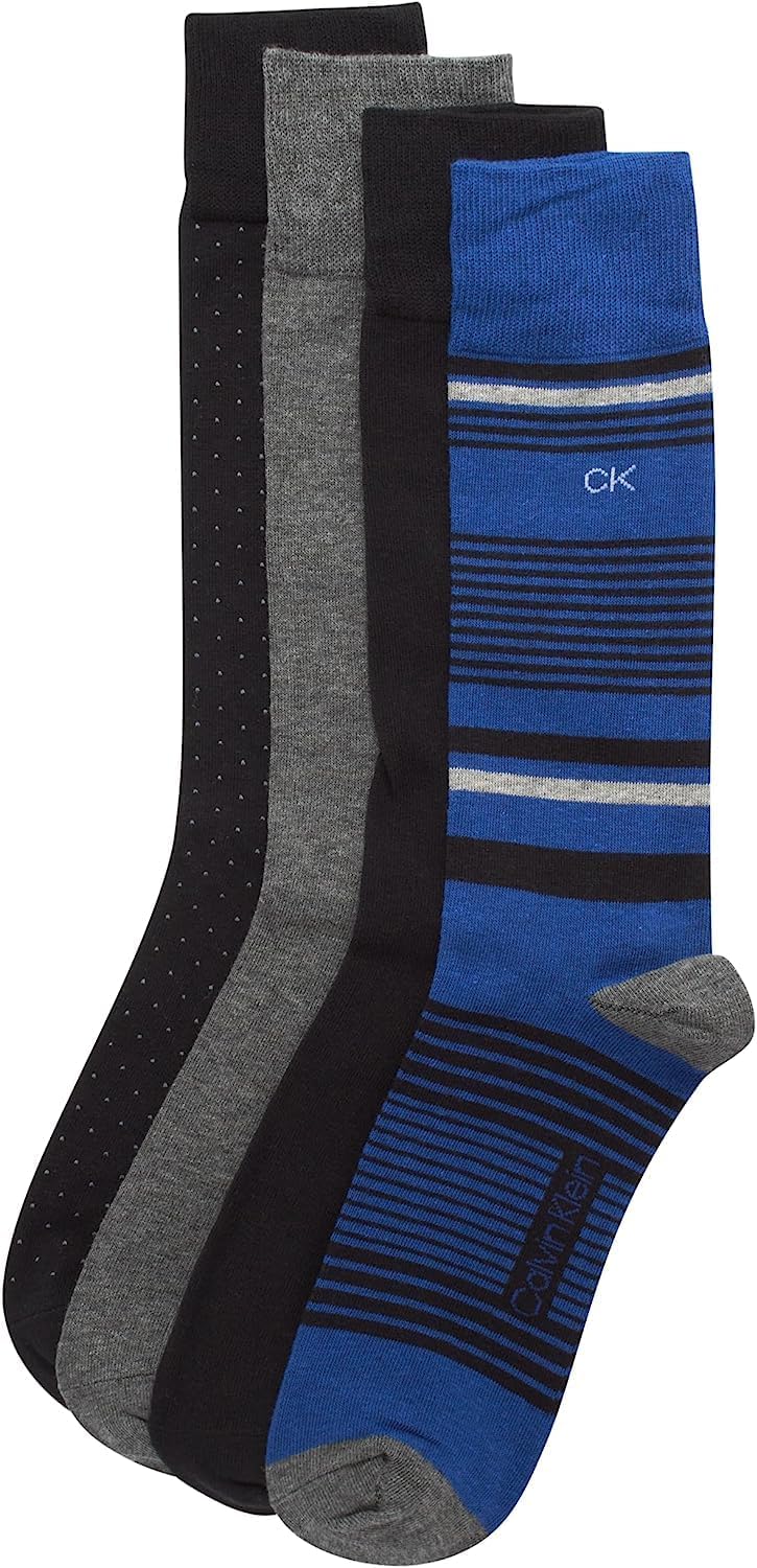 Calvin Klein Mens Crew Socks - 4 Pack Soft Cotton Blend Cushioned Crew Dress Socks for Men, for Formal, Casual and Work Wear - Image 4