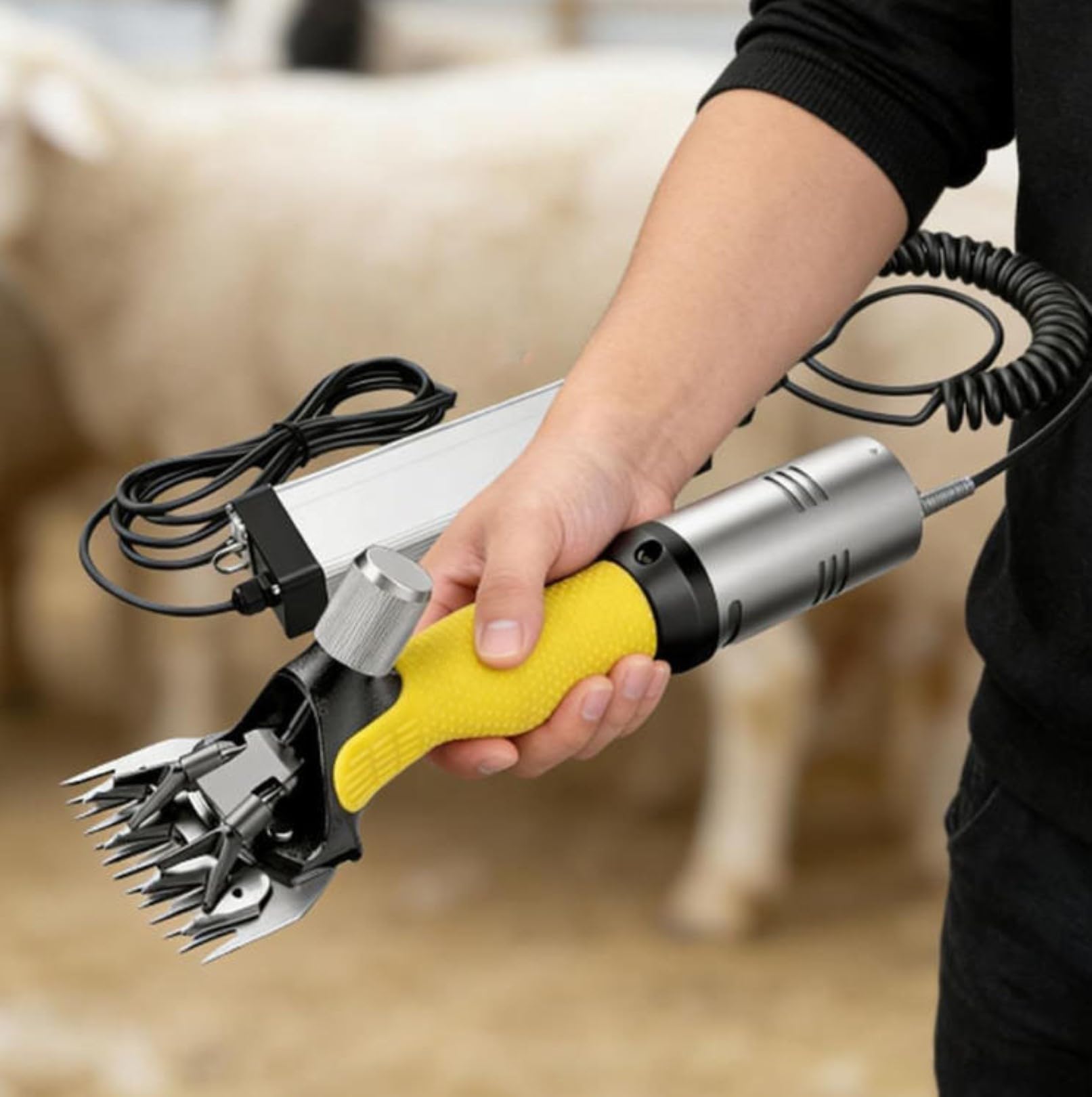 Máquina Eléctrica Para Esquilar Ovejas y Cabras – Cortadora de Lana con Cuchilla de 9 Dientes, Corte Rápido, Mango Ergonómico Para Ovejas, Cabras, Alpacas, Camellos yellow