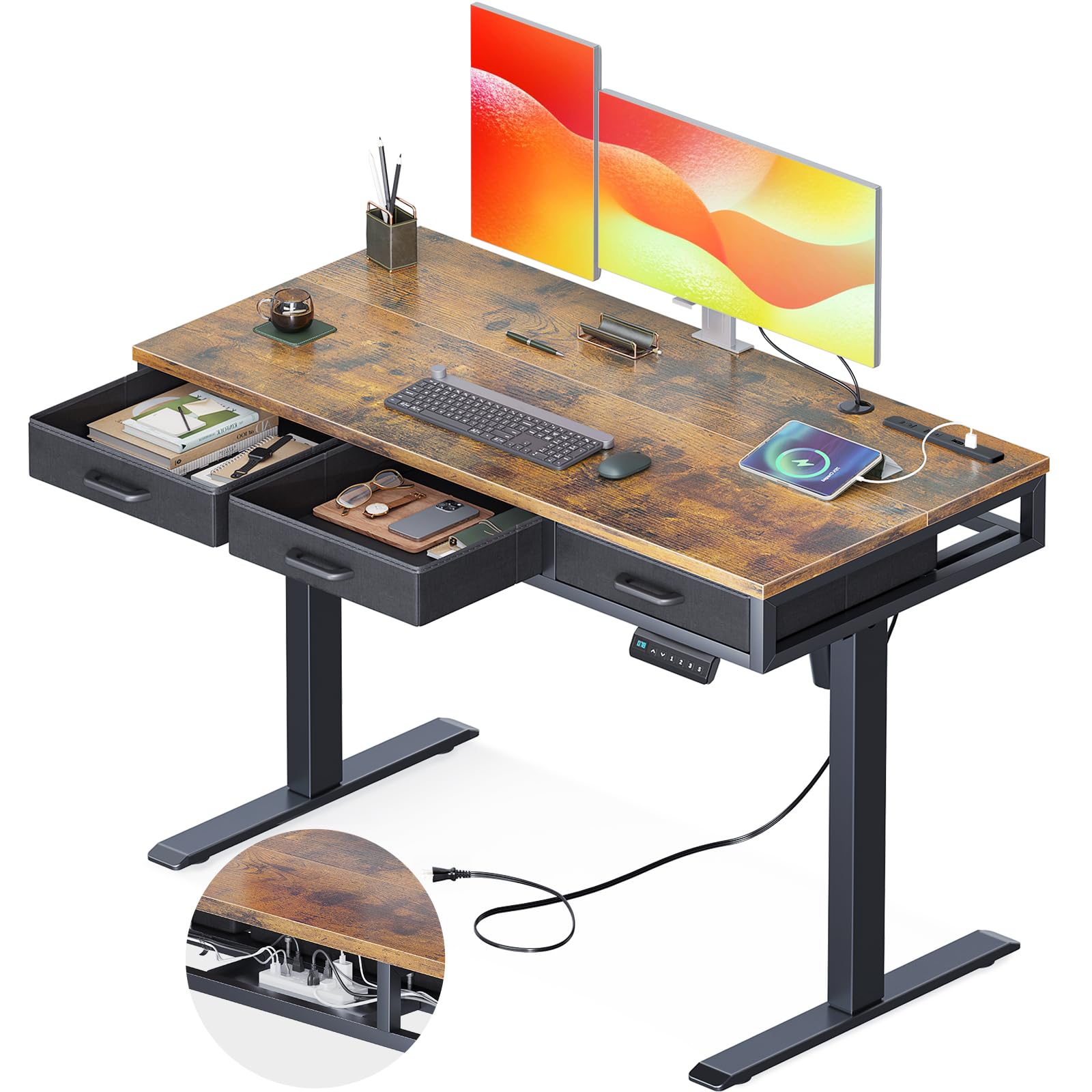 Amazon | AODK 昇降デスク 電動 昇降式 幅120*54*78 昇降式 ゲーミング