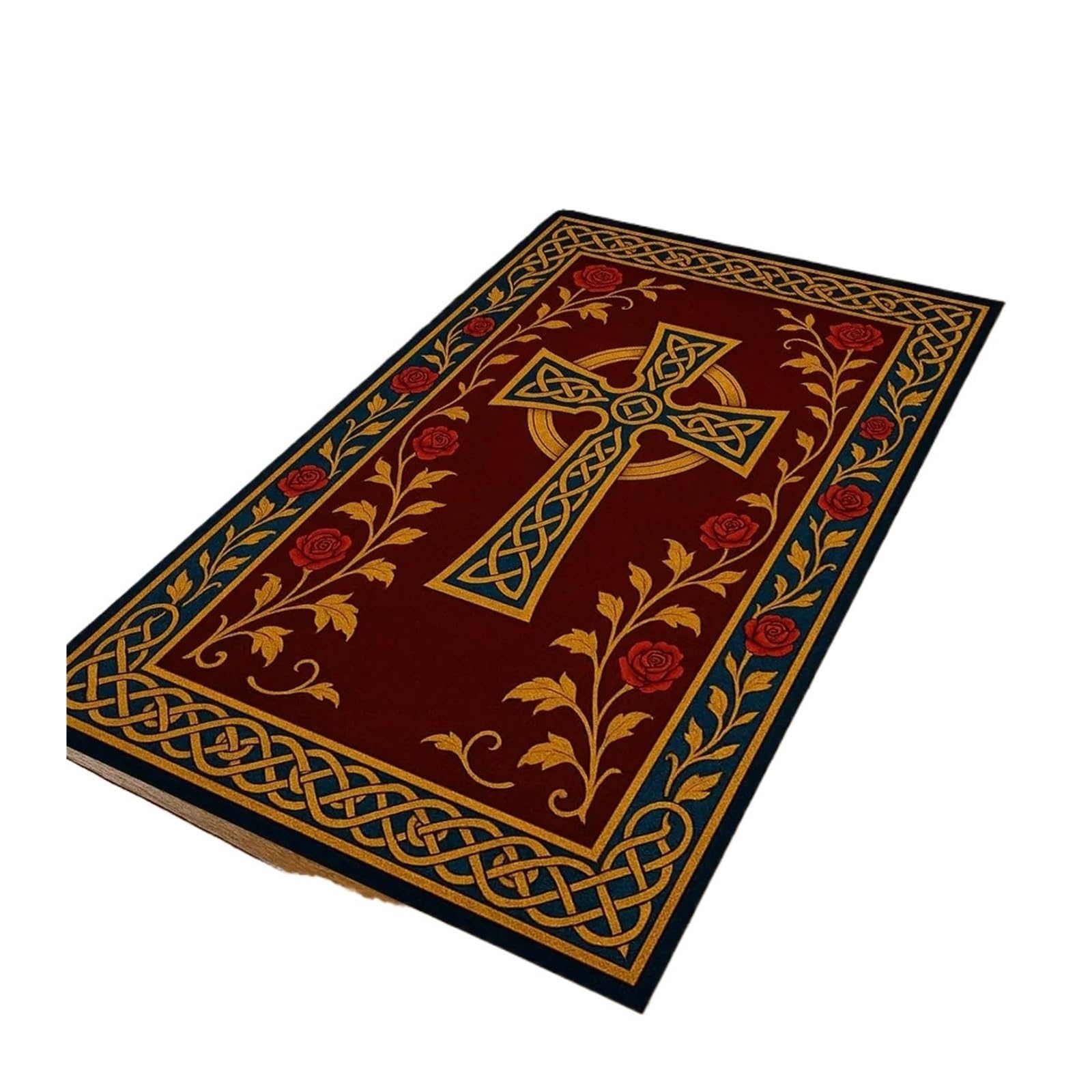 DEPYEE 1pc Cross Rug Christian Prayer Carpet Symbol(4,40X60cm)