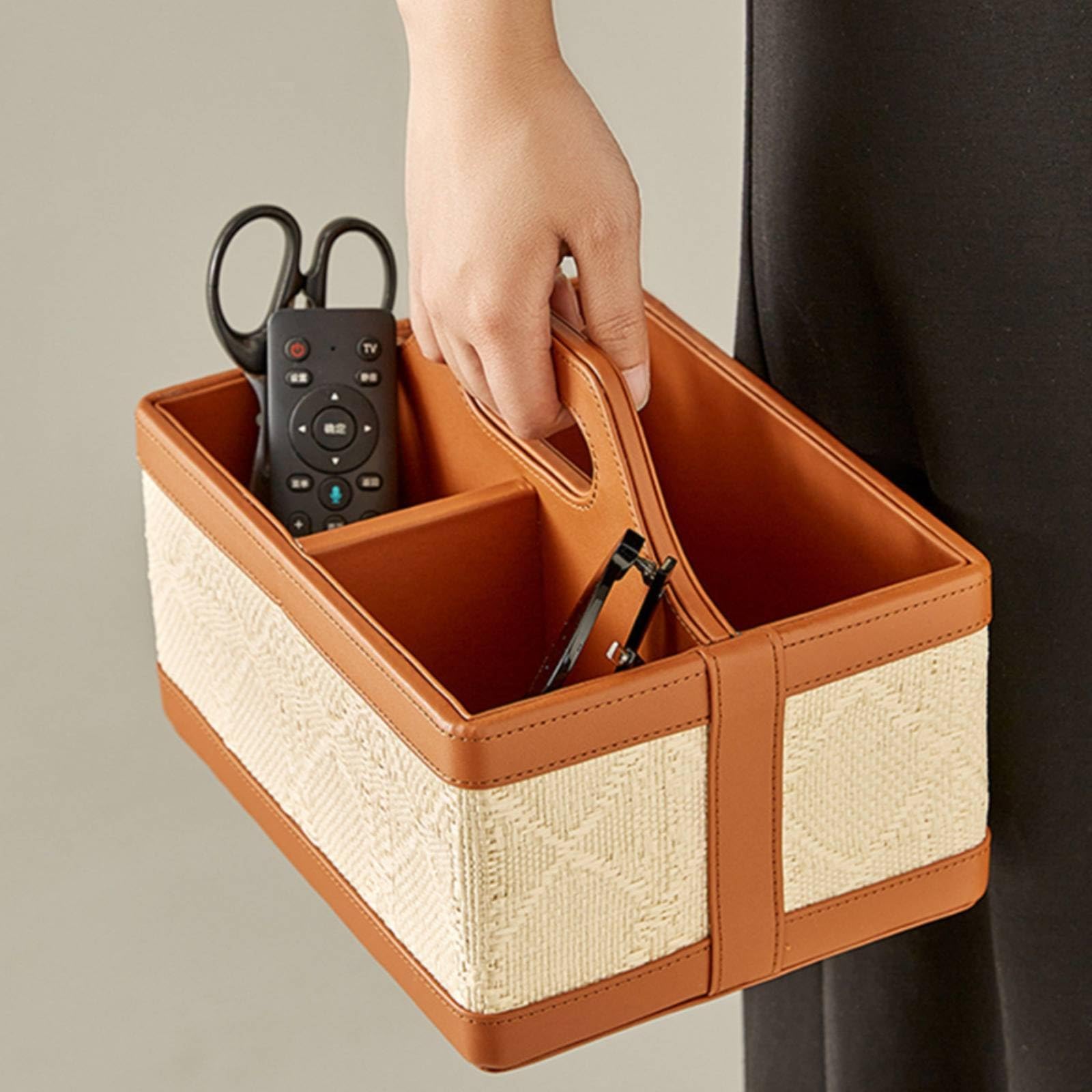 Schreibtisch-Organizer mit fächern multifunktional aufbewahrungsbox mit tragegriff geteilt aufbewahrungsbox fächern für schminktisch, Schwarz, Modern Und Schlicht