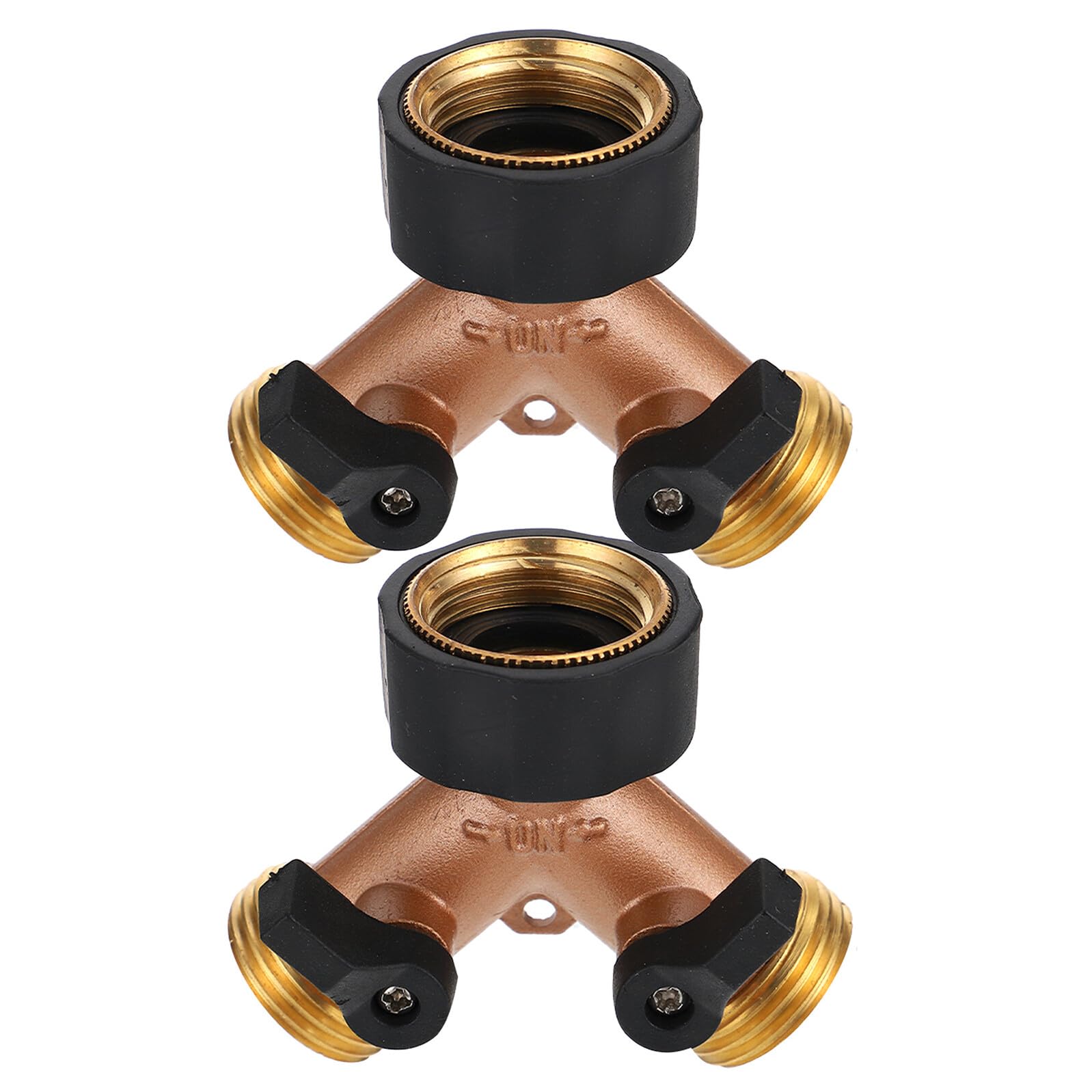 2 Stück Garten Schlauchverteiler Y-ventil aus Messing Robuster Wasserhahn Adapter für Tropfbewässerung und Gartenschlauch Anschluss Kompatibel mit Bewässerungssystemen