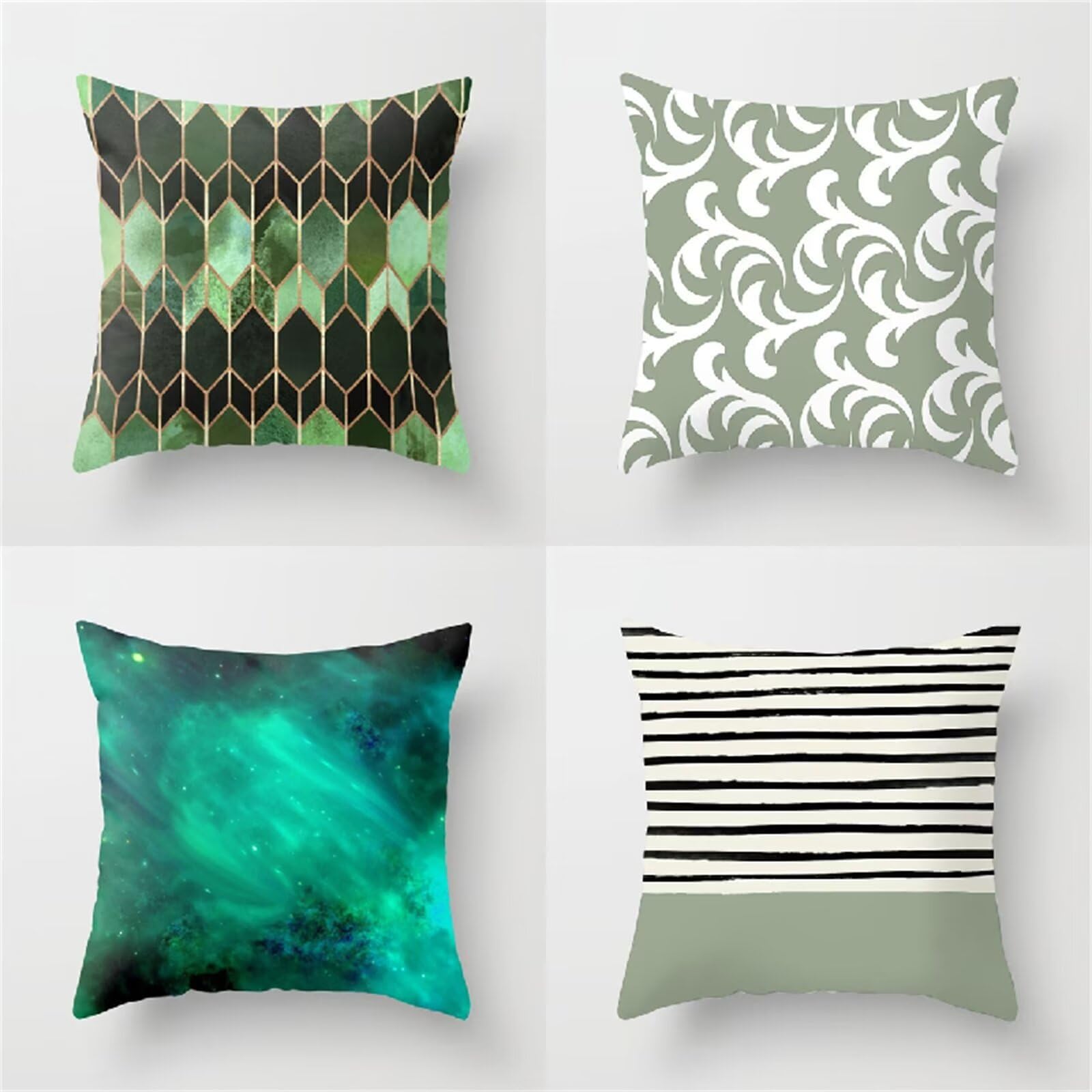 Juego de 4 Fundas de Cojines 70x70cm,Cuadrado Doble Cara Suave verde moderno Fundas Cojines Sofa,Cojines con Cremallera Invisible,para Sala Sofá Cama Exterior Decoracion Hogar Almohada ZW1-234