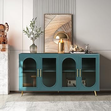 Geelife TV Stand for 65+ Inch TV, Wood TV Stand with Storage Cabinet & Adjustable Shelves, Media TV Console for Living Room Bedroom