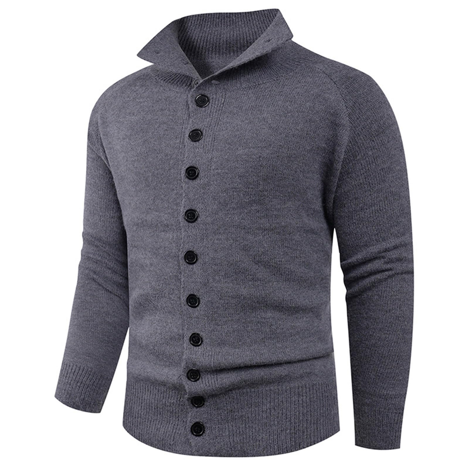 Genérico Cárdigan De Punto para Hombre, Chaqueta Punto Hombre Manga Larga con Un Solo Botonadura con Bolsillo Abrigo Color Sólido Informal con Botones Suéter Grande para Exterior El Ocio