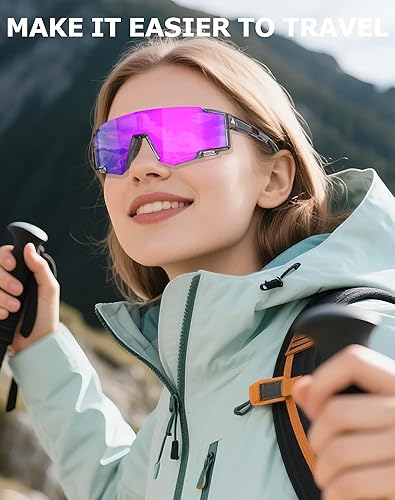 Miniatura 5 de KALIYADI Gafas de sol para hombre y mujer, gafas de sol para correr, con protección UV400, para ciclismo, golf, pesca