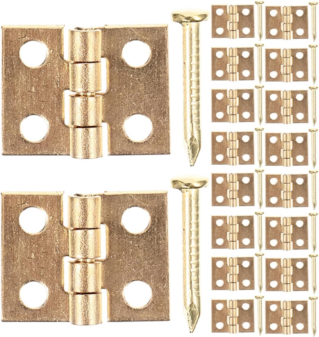Gadpiparty 50 Sets Mini Brass Butt Hinges with Screws, Small Box Lid Hinges for Jewelry Boxes, Wooden Cases, Cabinet Doors, and Furniture Hardware Accessories