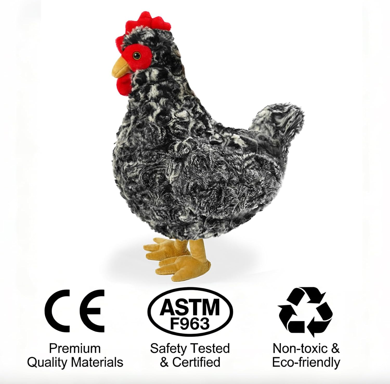 Realistic Hen Chicken Stuffed Animal for Kids and Adults Soft Cute Chick Farm Animal Plush Toy Decor/Cuddle Toy for Christmas/Easter/Birthday Gifts (Barred Hen)