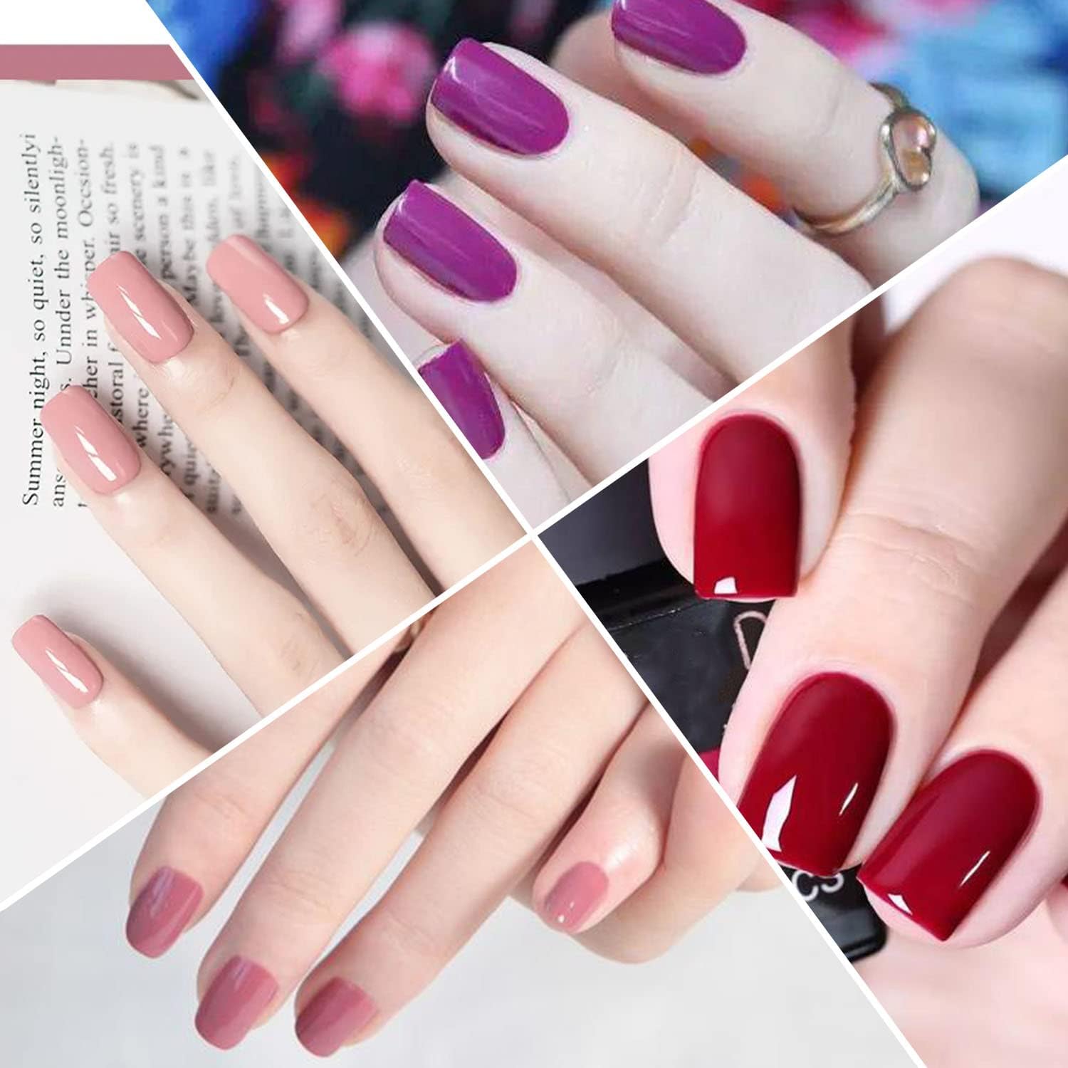 20 Sheets Pink Nail Stickers Full Nail Wraps - Pink Red Gel Nail Polish Strips for Women Girls, Solid Gel Nail Strips Stick On Nails Polish Stickers Nails for Women Nails Designs Stickers
