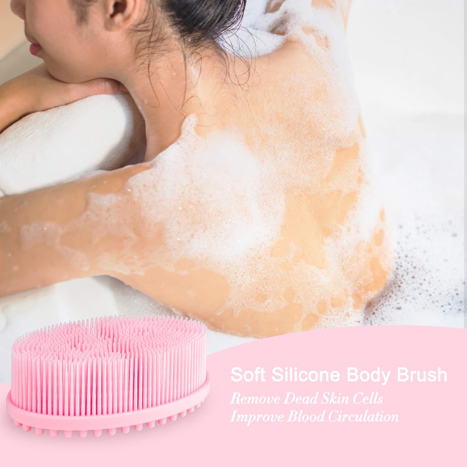 Heeta Body Brush for Wet and Dry Brushing, Silicone Bath Brush for Gentle Exfoliating on Softer, Glowing Skin, Gentle Massage with Bath and Body Brush to Improve Your Blood Circulation (Pink) : Beauty & Personal Care
