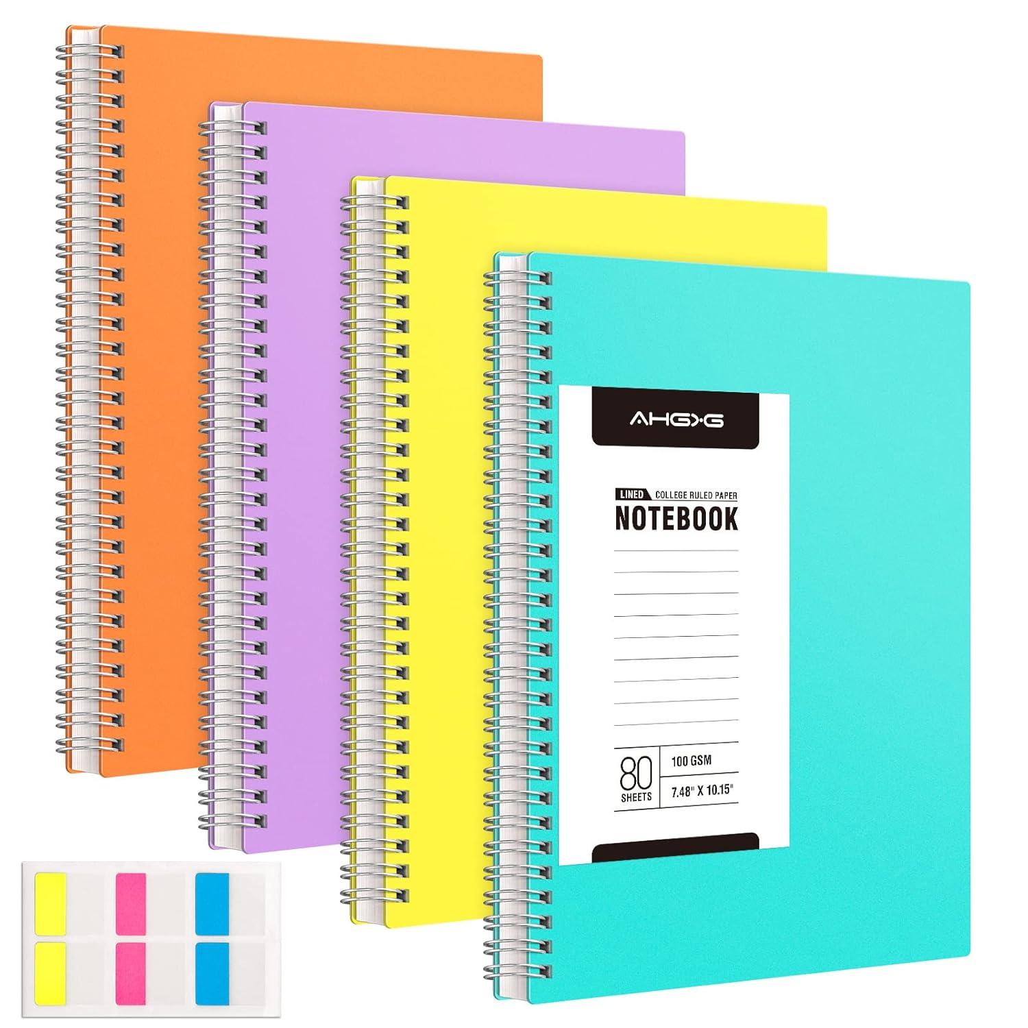 AHGXG Spiral Notebook College Ruled 4 Pack Journals for Writing, B5