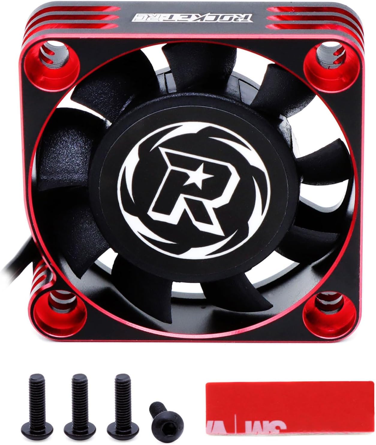 Surpass Hobby 40mm RC Motor Cooling Fan Aluminum 16000RPM ESC Cooling Fans for 1/8 RC 1/10 Car Truck Buggy Crawler Brushless Motor (Black Red)