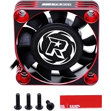 Surpass Hobby 40mm RC Motor Cooling Fan Aluminum 16000RPM ESC Cooling Fan 1/8 RC 1/10 for Car Truck Buggy Crawler Brushless Motor Black Red