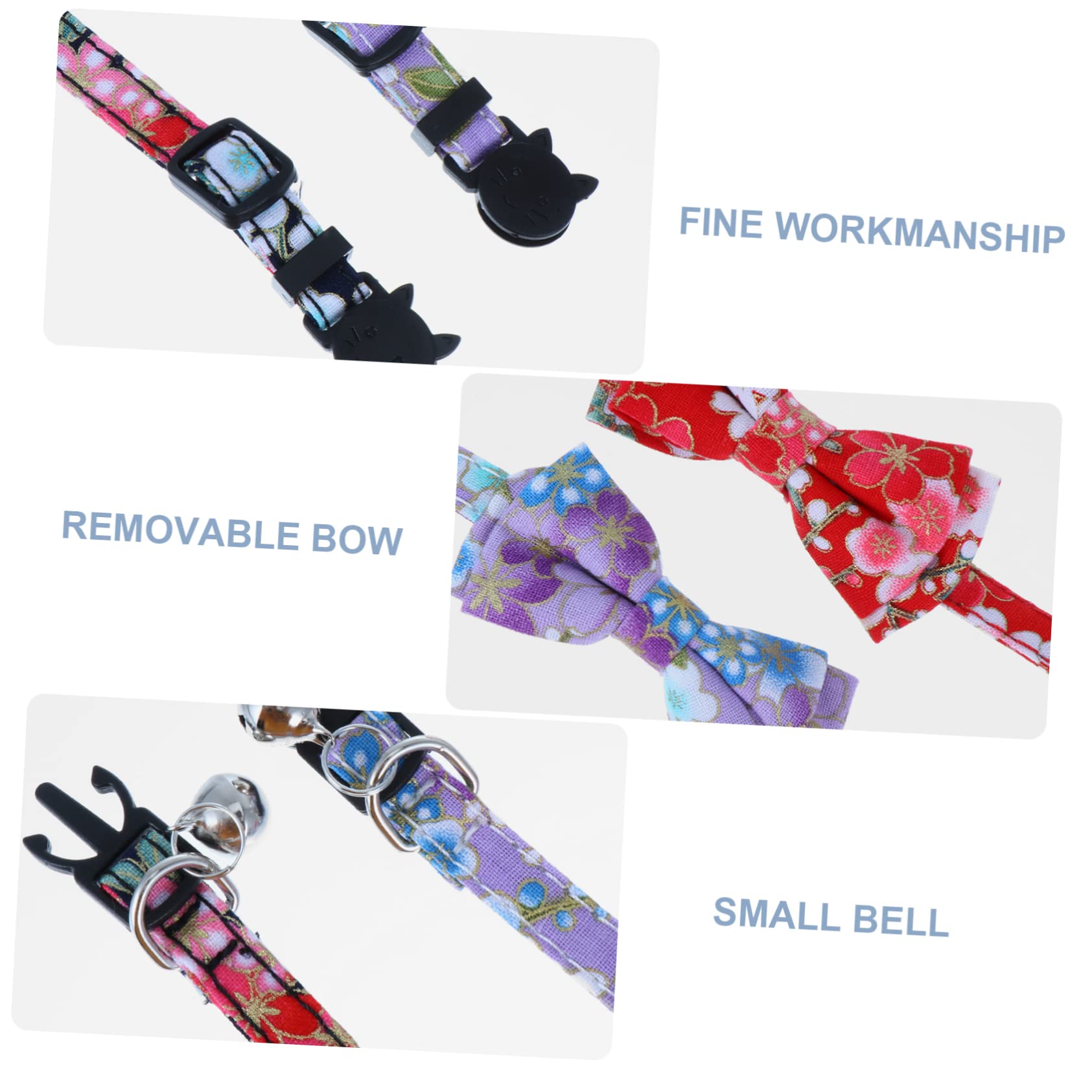minkissy Lot De 3 Colliers pour Chat avec Clochette Taille Réglable Motif Floral pour Adorables Chats