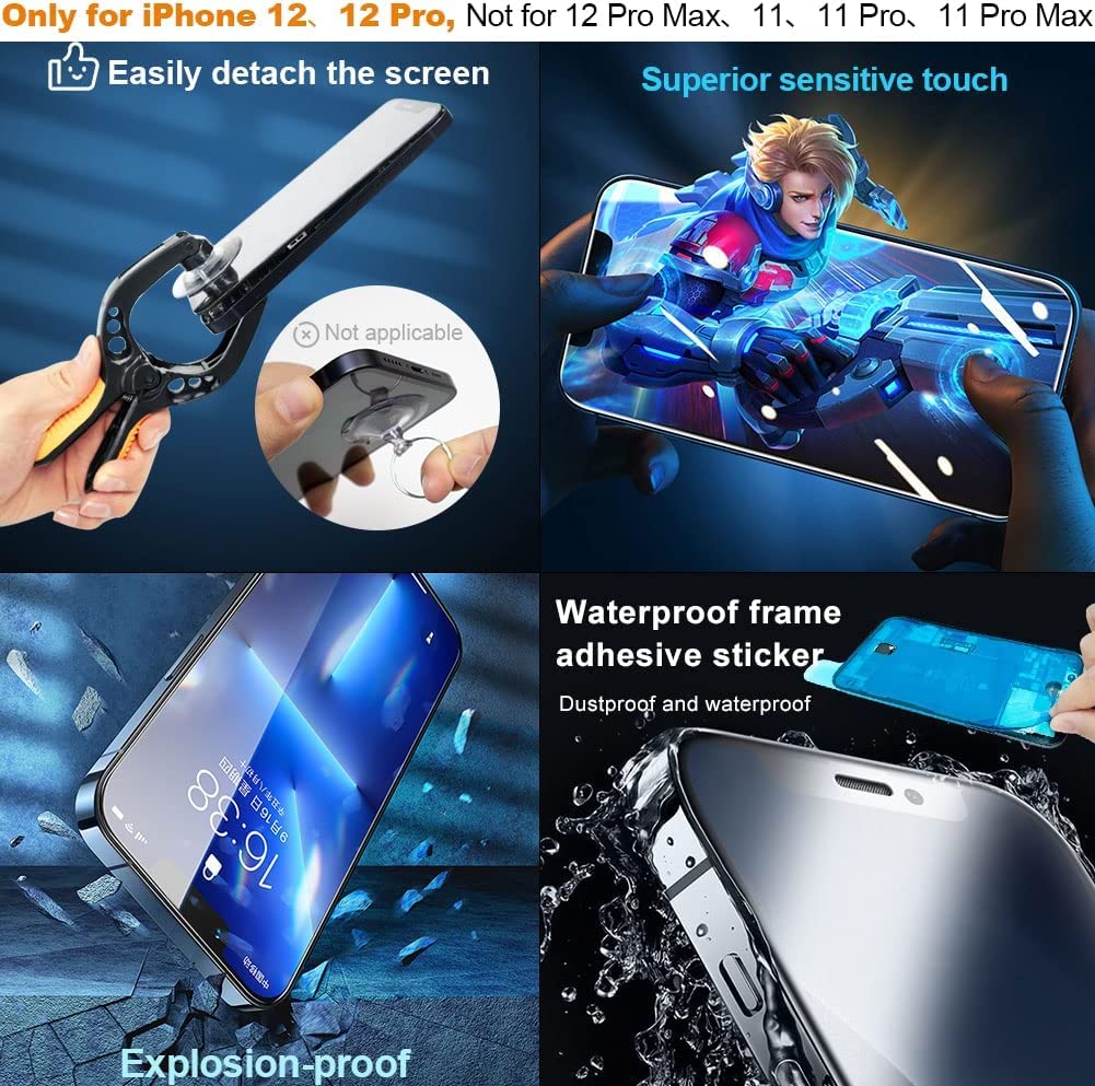 EFaith Pantalla para iPhone 12 OLED Pantalla iPhone 12 Pro 6,1" Full HD Display y Digitalizador Reemplazo de Pantalla Táctil Vidrio con Herramientas de reparación + Protector de Pantalla