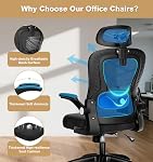 Président du Bureau, SPRDENG chaise de bureau ergonomique avec support lombaire réglable à deux voies & Chaise d'ordinateur en forme de S haut dos avec accoudoirs rembourrés en pliage, chaise de travail pivotante pour la maison