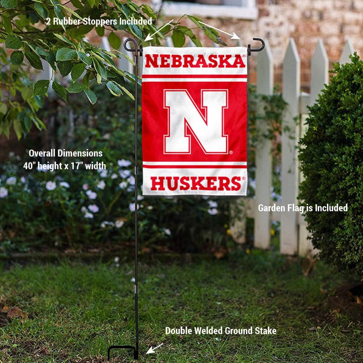 Nebraska Cornhuskers Garden Flag with Stand Holder - Image 3