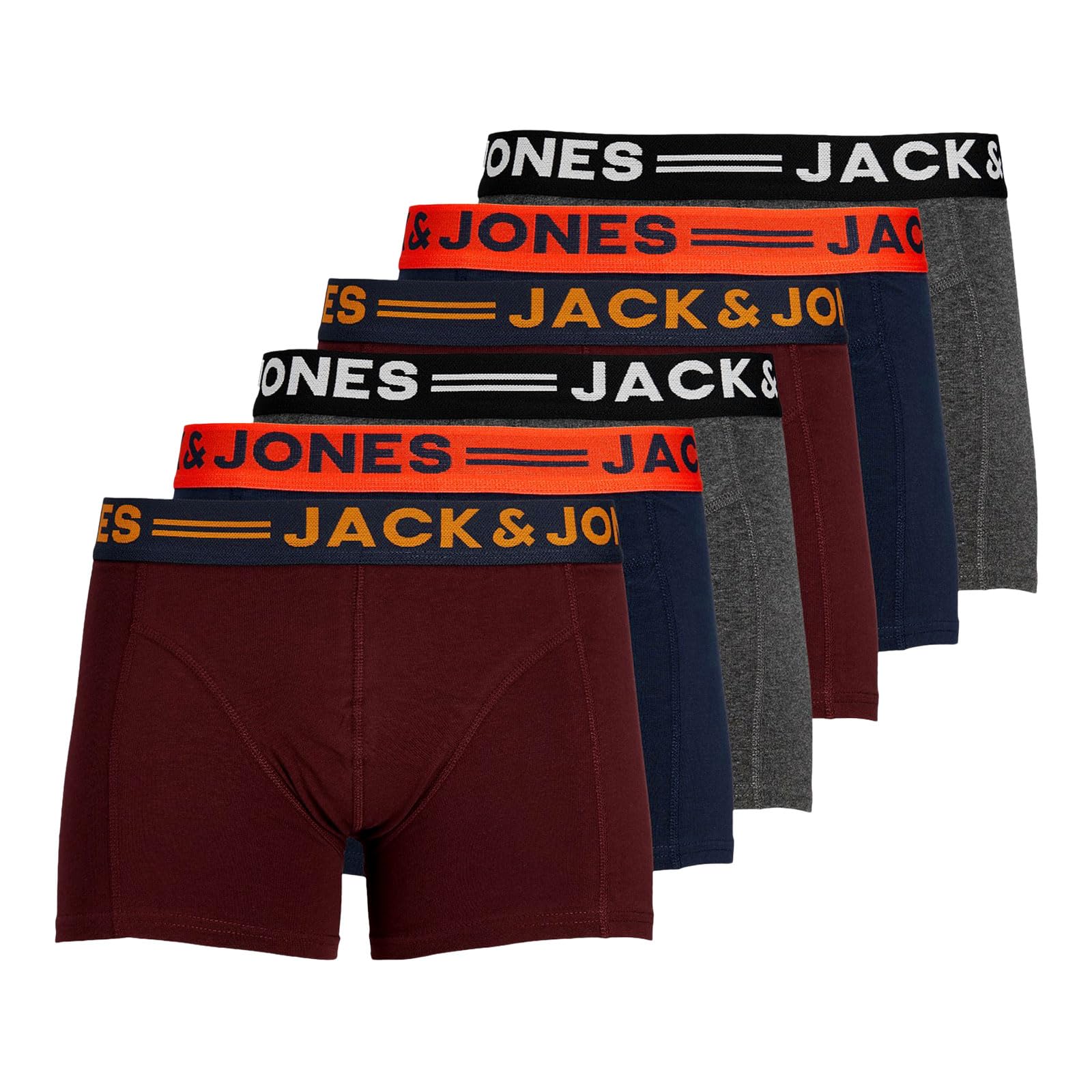 Jack & Jones Sense Trunks 3-Pack Boxer, Multicolore (Burgundy), X-Large (Pacco Da 3) Uomo-image