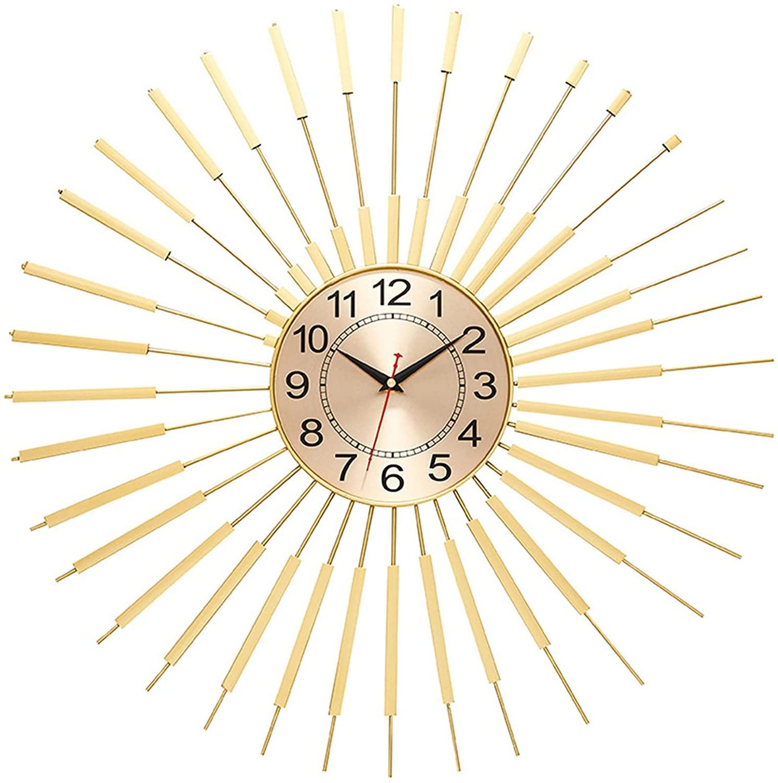 SaryEdge Wall Clock Art Clock Large Wall Clocks,Decorative Wrought Iron Silent Non-Ticking Quartz Clock,Wall Hanging Clock for Living Rooms Office Cafe Hotel,Gold,60Cm,