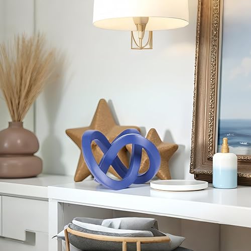 Miniatura 2 de Decoración de nudo azul marino para mesa auxiliar, decoración de eslabones para estantería, mesa de entrada, soporte de TV, escultura de nudo para