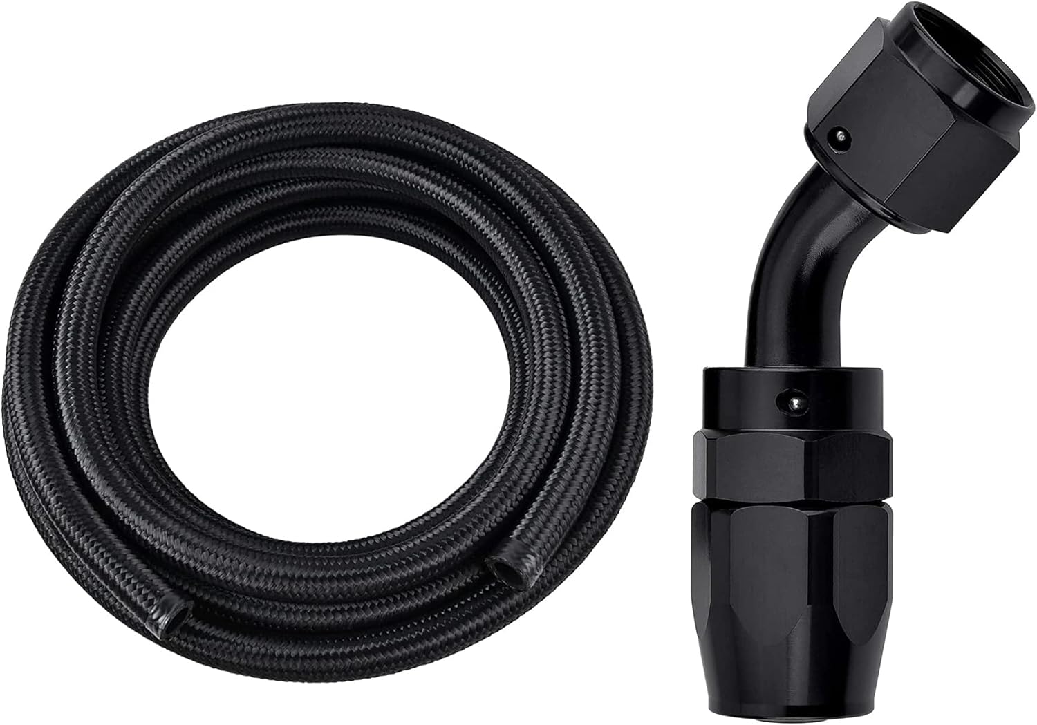 EVIL ENERGY 6AN Nylon Braided CPE Fuel Hose 20FT Bundle with 6AN Swivel Hose End Fitting 45 Degree