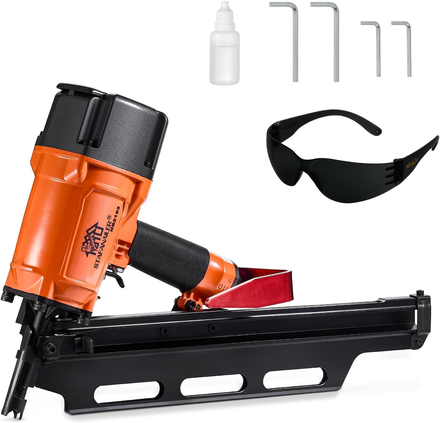 NR2183 High Speed Framing Nailer with Aluminum Magazine, 21 Degree Pneumatic Framing nail gun, 2-Inch up to 3-1/4-Inch Collated Full Head Framing Nails, Framing, Wooden House Building