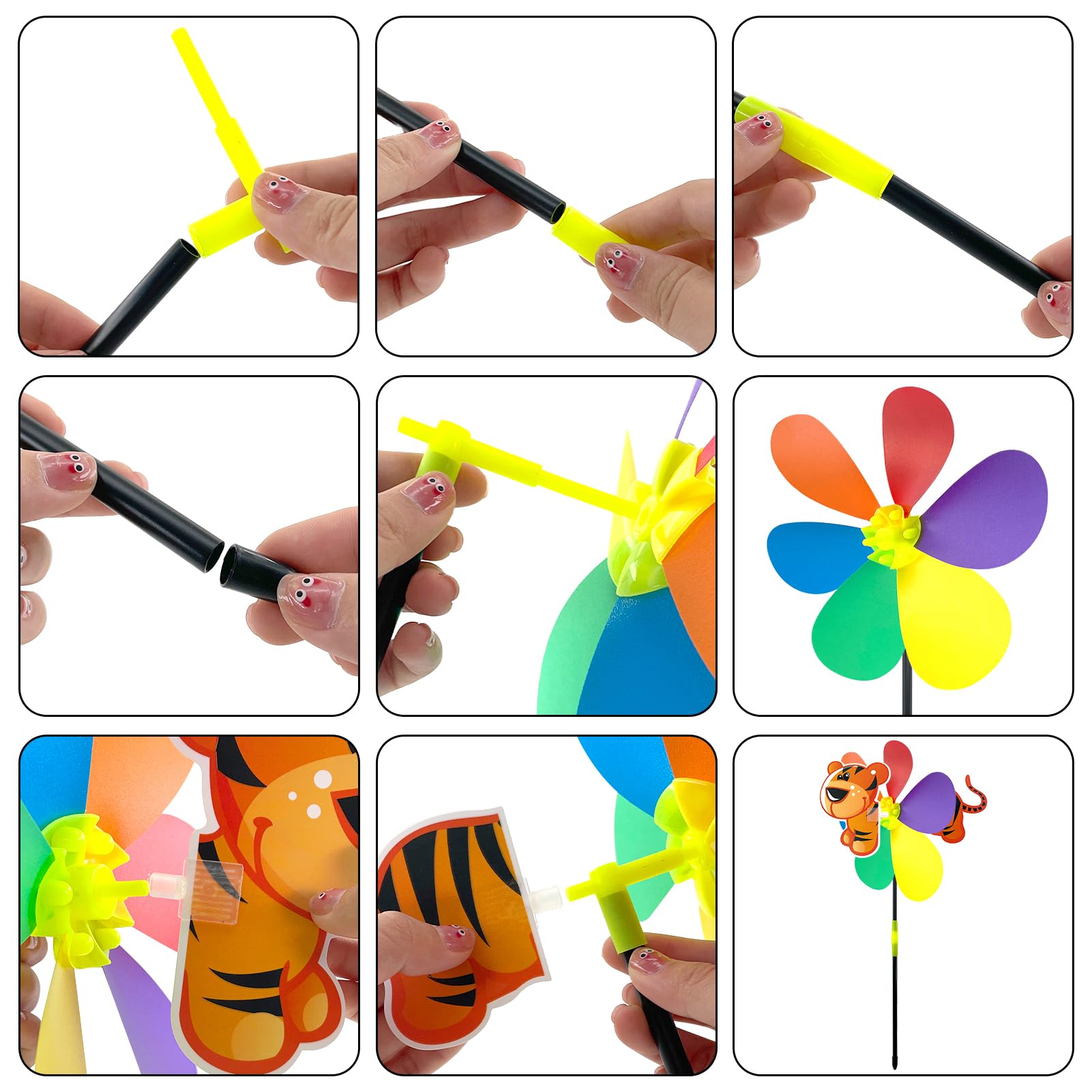 Moulin à Vent Jardin ACTOYS - Lot De 4 Animaux Colorés (Abeille, Coccinelle, Paon, Libellule) - Décoration Extérieure Amusante Pour Enfants
