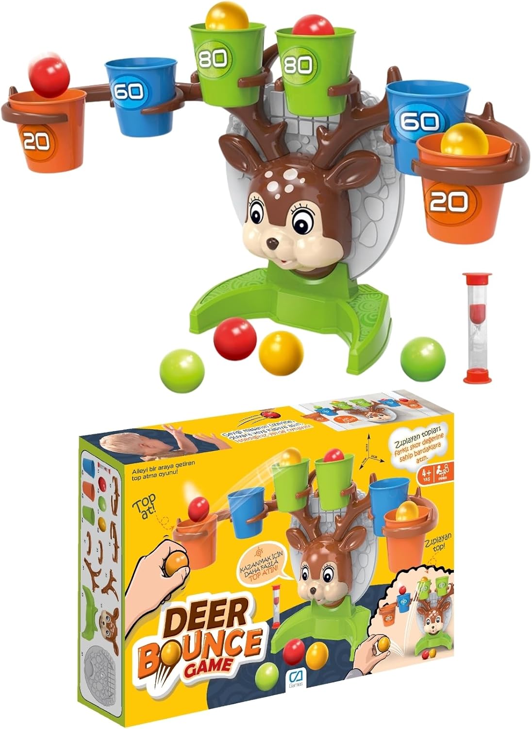 CA Games Deer Bounce Game +4 Yaş için 1-3 Oyunculu Eğlenceli Rekabetçi Hedef Top Atış Aile Oyunu