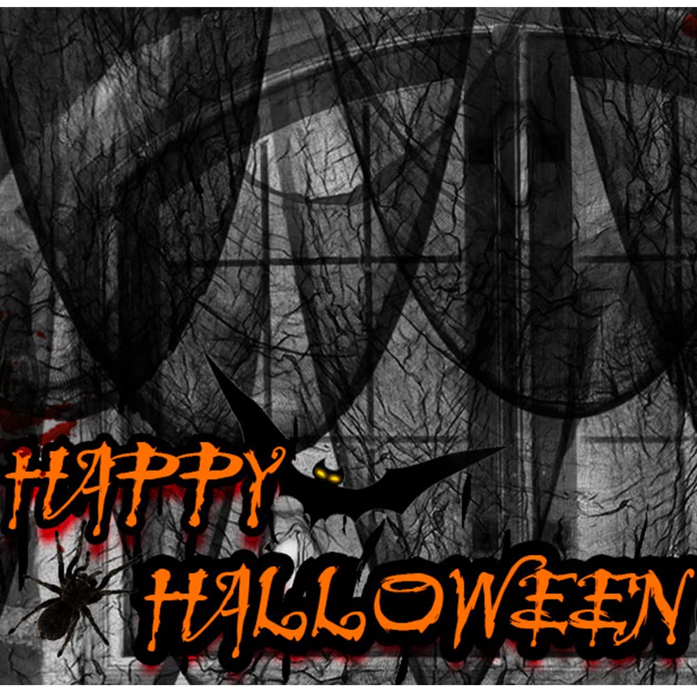 Toile Halloween 500x215 Cm Avec 50 Araignées - Tissu Effrayant Polyester - Pour Décoration Intérieur/Extérieur, Fenêtres - 5