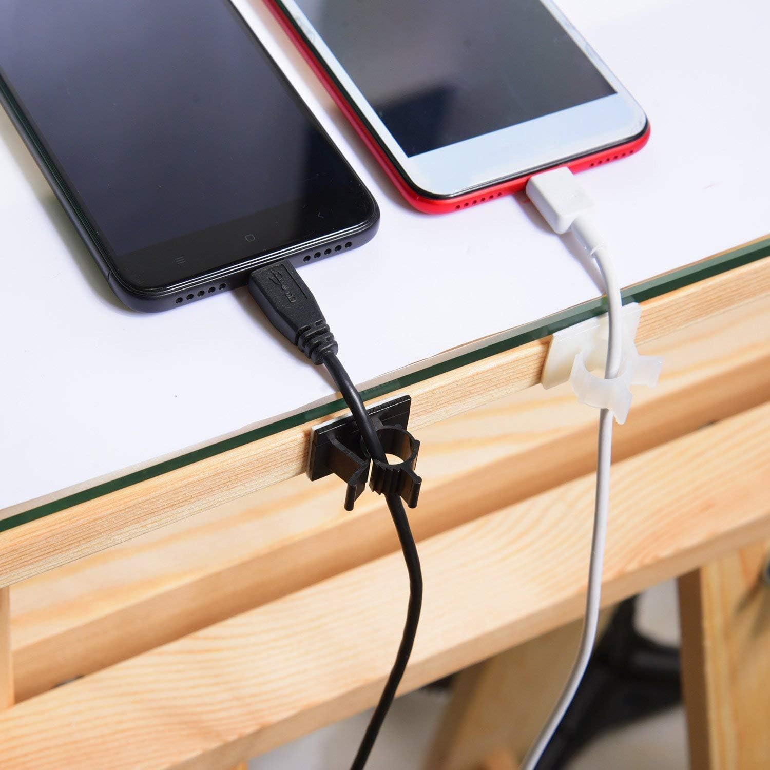 Viaky 30 Pcs Black Cable Wire Clips Adjustable Nylon Wire Holder Adhesive Cable Management Suitable for Maximum Diameter 0.35 inch (8.89mm) Cables