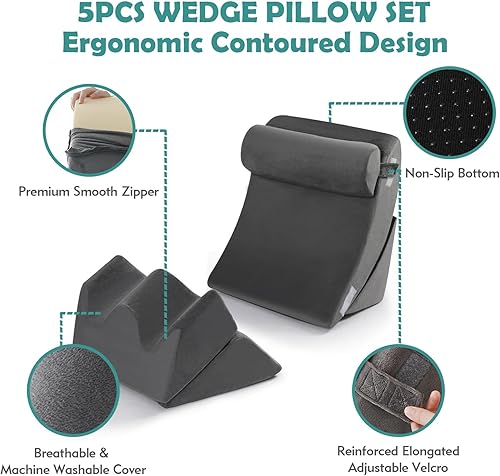 Miniatura 4 de 5 almohadas de cuña para dormir, almohadas ortopédicas de cuña para después de la cirugía, almohada triangular de espuma para sentarse en la