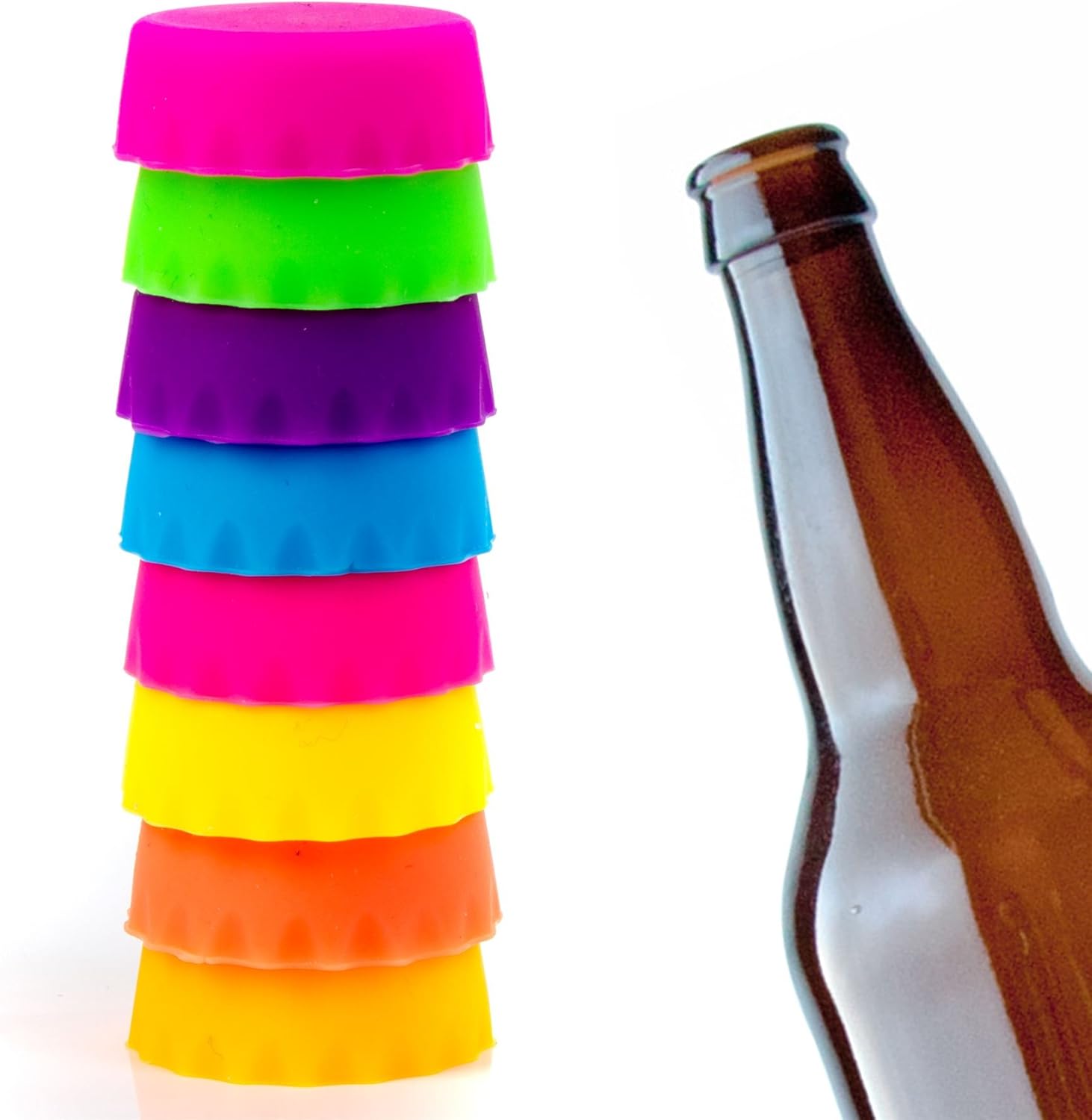 Home Brewing & Wine Making Bottle Caps 8X Colourful Resealable Silicone Bottle Toppers Save Your