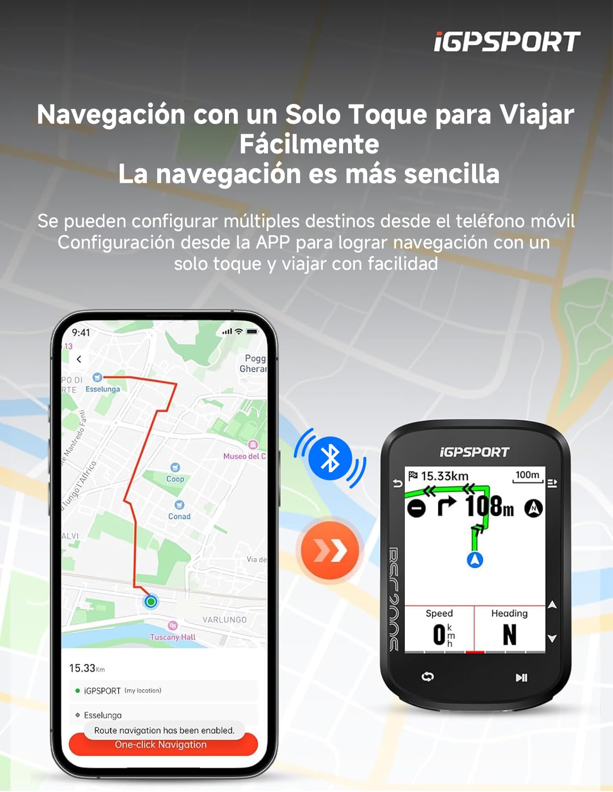 iGPSPORT BSC200S GPS Ciclocomputador, Navegación, Monitorización de Movimiento, Reanudación de Ruta, Impermeable IPX7