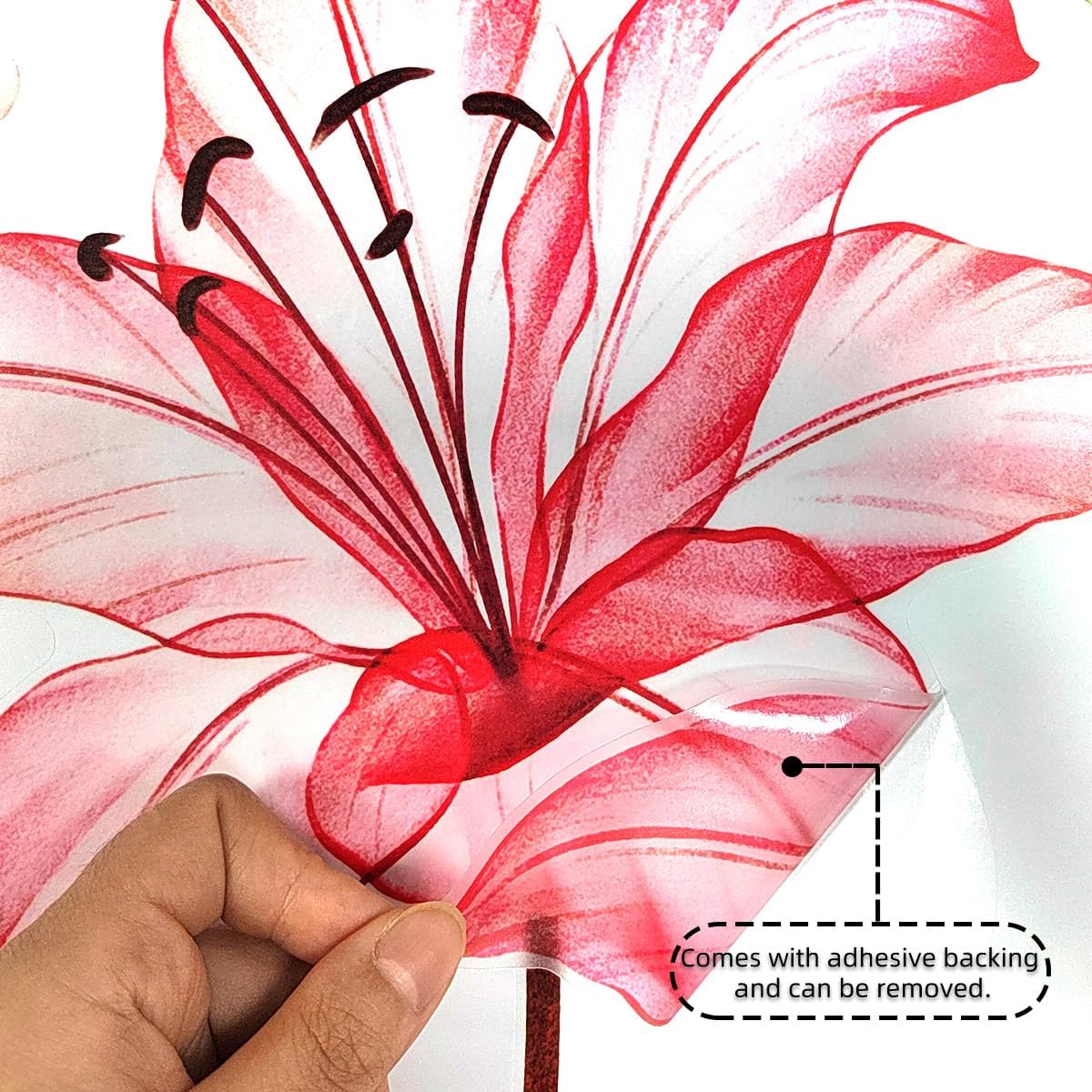 Runtoo Large Lily Flower Wall Decals Pink Floral Butterfly Peel and Stick Wall Stickers for Girls Bedroom Nursery Living Room Decor image 4
