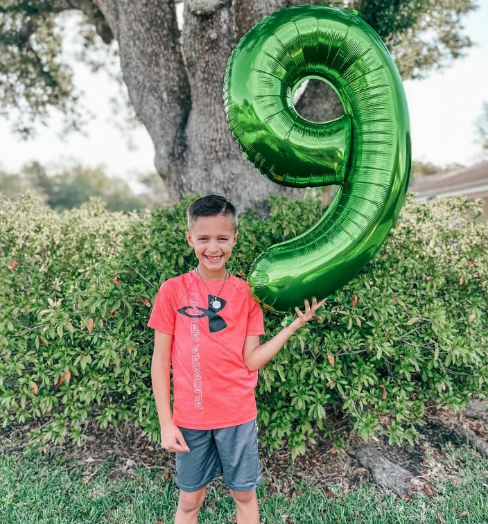 Image of Dark Green Number 9 Balloon 40 Inch, 9th Birthday Party Decorations, Giant 9 Foil Balloon for Party Supplies