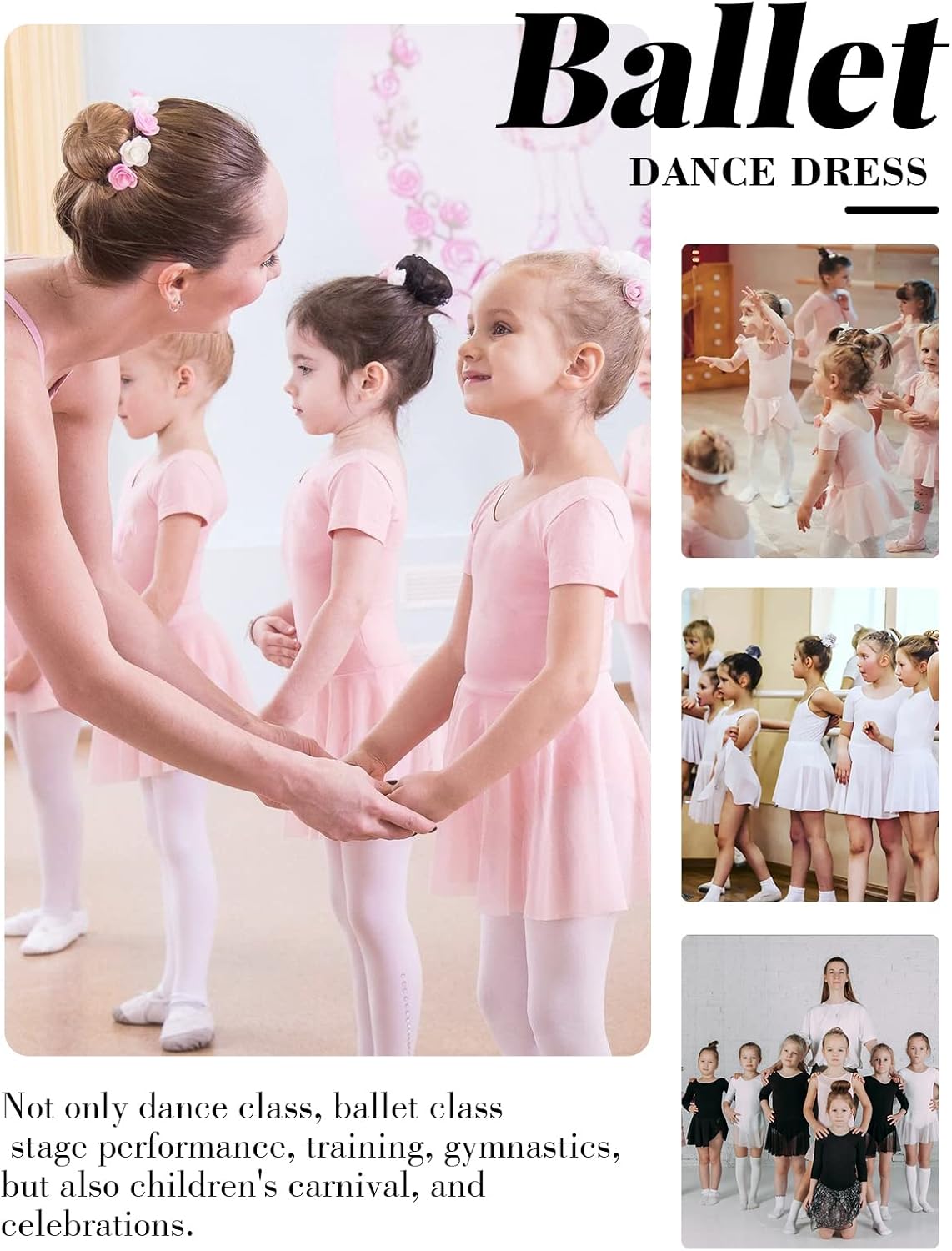 Soudittur Girls Ballet Leotard with Skirt Cotton Short Sleeve Toddler Dance Outfits Crossed Back Ballet Dress 3-11 Years - Image 6