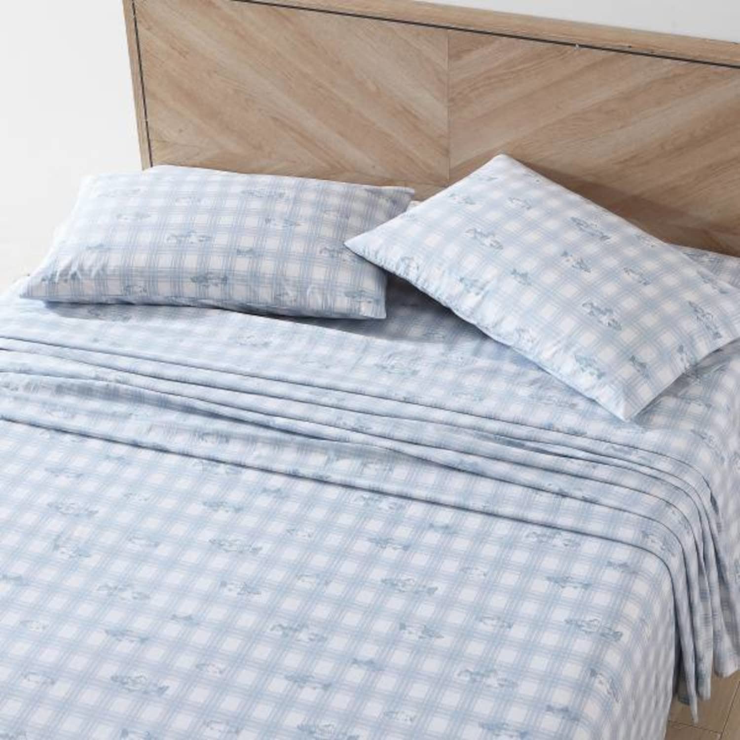 Eddie Bauer - Sábanas Queen, Juego de Ropa de Cama de percal de algodón, decoración del hogar nítida y Fresca (Methow Plaid Blue, Queen)