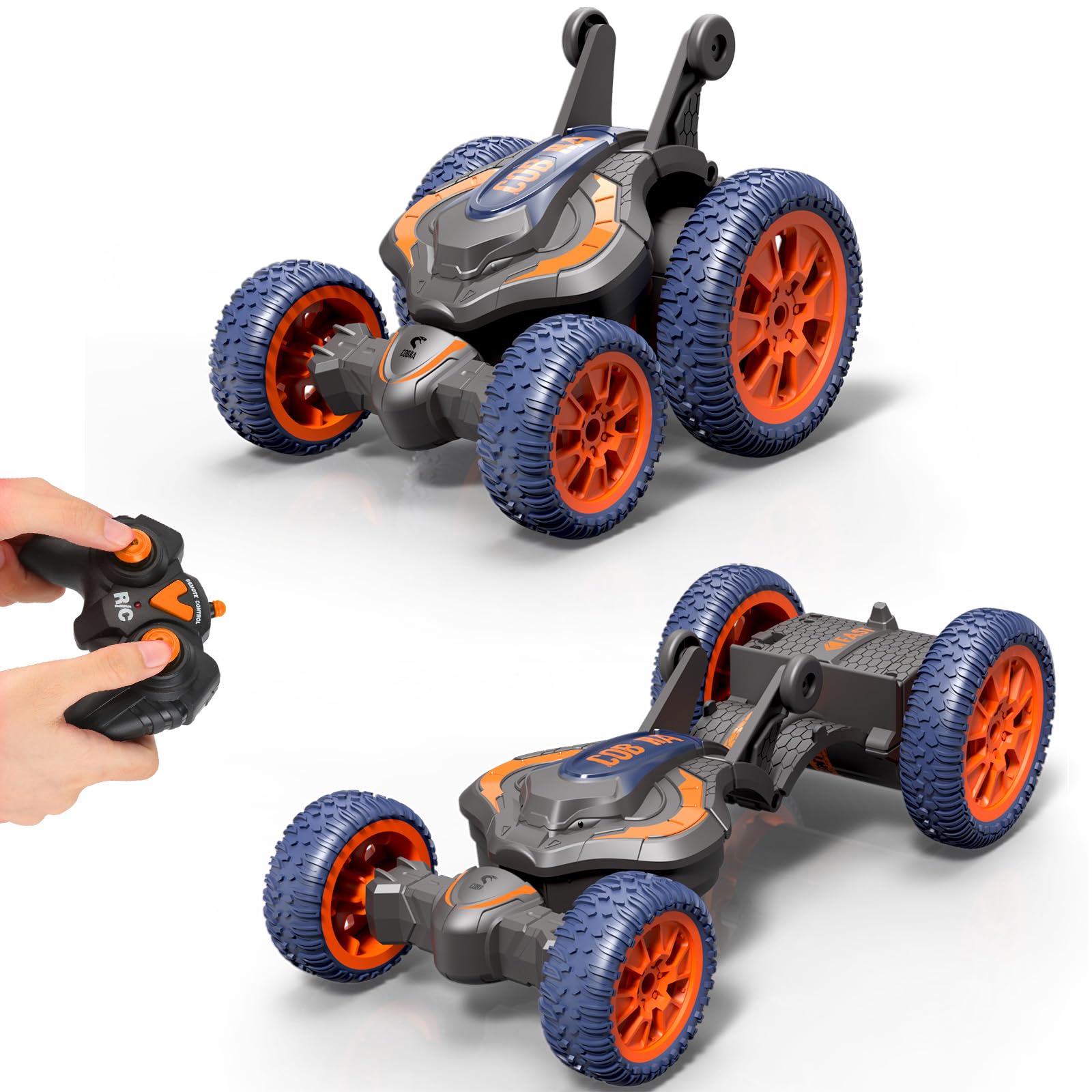 Photo 1 of LEIWUS Remote Control Car, 2.4 GHz RC Cars for Boys Age 6-12, 360-Degree Rotating Fast Stunt Remote Control Cars with Cool Lights for Boys Age 6+ (Orange)