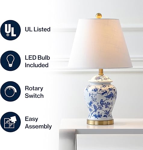 Miniatura 9 de JONATHAN Y JYL3005C Penélope - Lámpara de mesa LED clásica de 22 pulgadas, estilo chinoiserie, mesita de noche, mesita de noche para dormitorio,